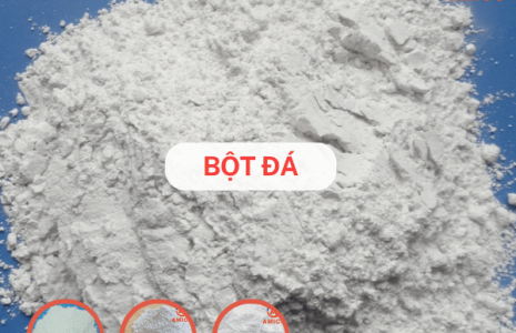 Hình ảnh bột đá trắng mịn trong công nghiệp.
